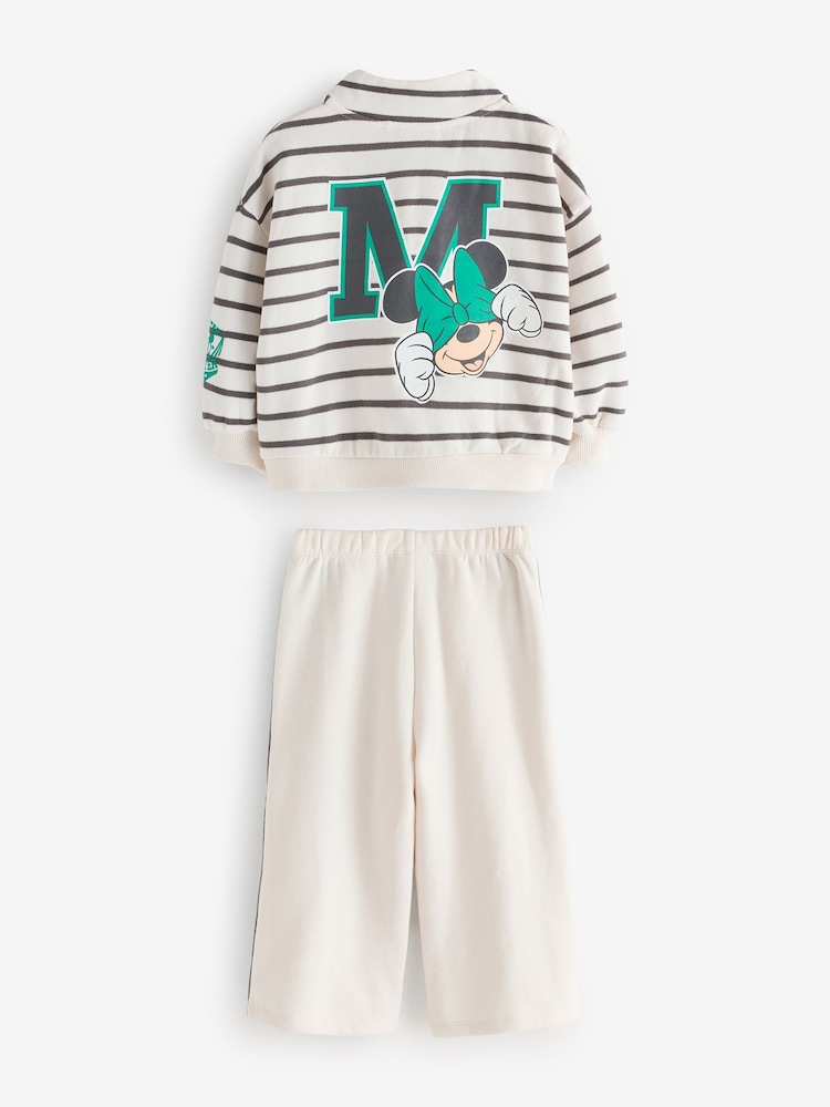 Cream Mickey Mouse Half Zip Sweatshirt & Wide Leg Joggers Set (3mths-7yrs) - Image 6 of 8