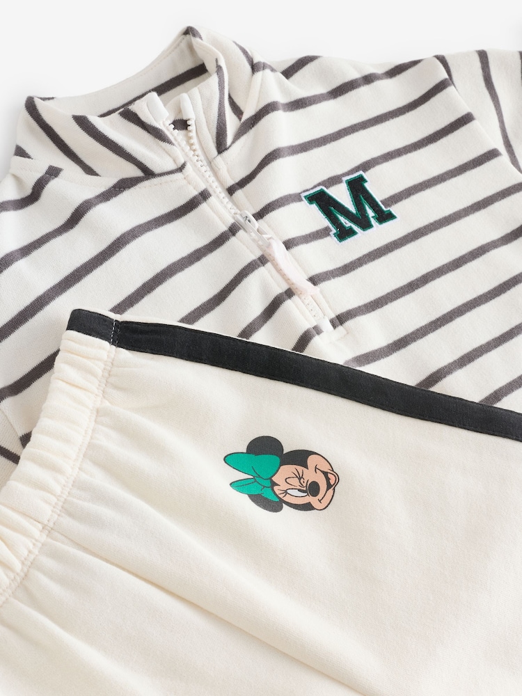 Cream Mickey Mouse Half Zip Sweatshirt & Wide Leg Joggers Set (3mths-7yrs) - Image 8 of 8