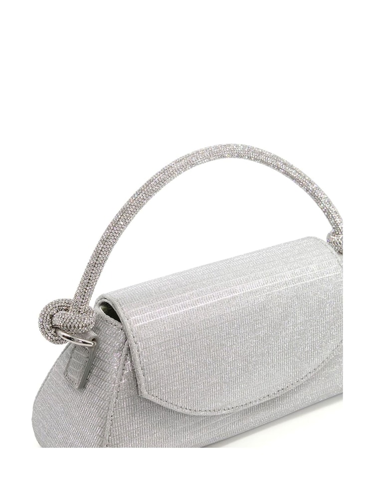 Dune London Silver Chrome Brynley Diamanté Tubular Hand Bag - Image 5 of 5