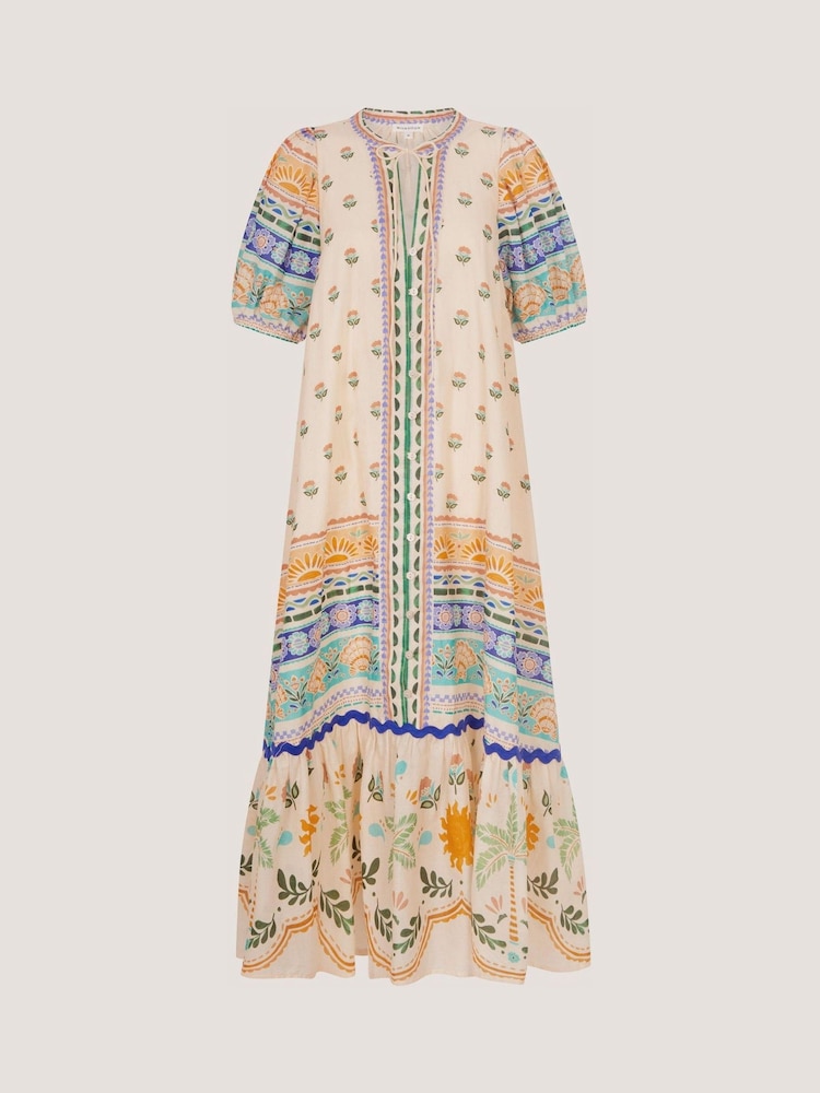 Monsoon Cream Charlie Taylor Printed Puff Sleeve Midi Dress - Image 7 of 7 Monsoon Cream Charlie Taylor Printed Puff Sleeve Midi Dress - Image 7 of 7