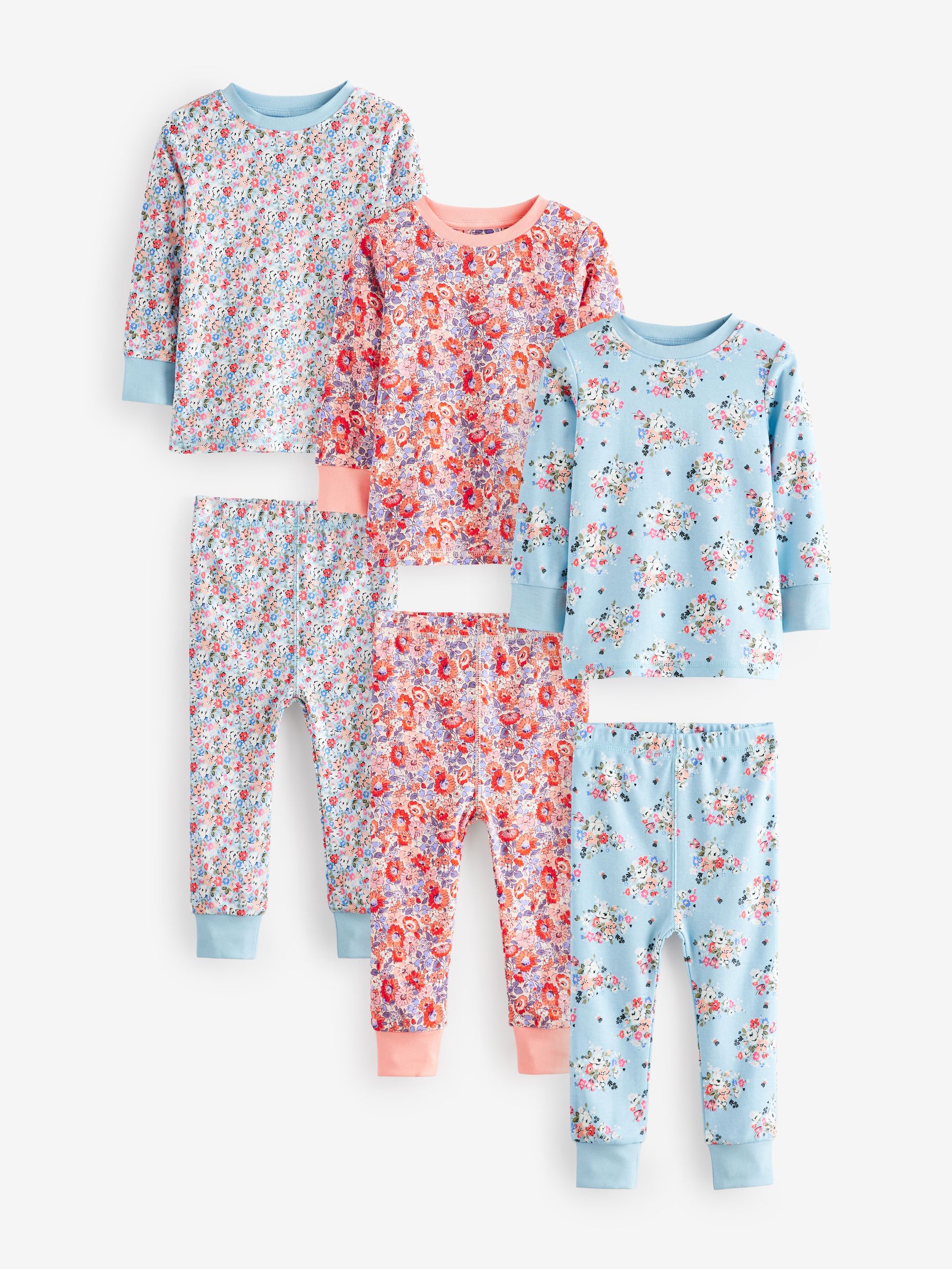 Buy Blue/Red Floral Cath Kidston Snuggle Pyjamas 3 Pack from the Next ...