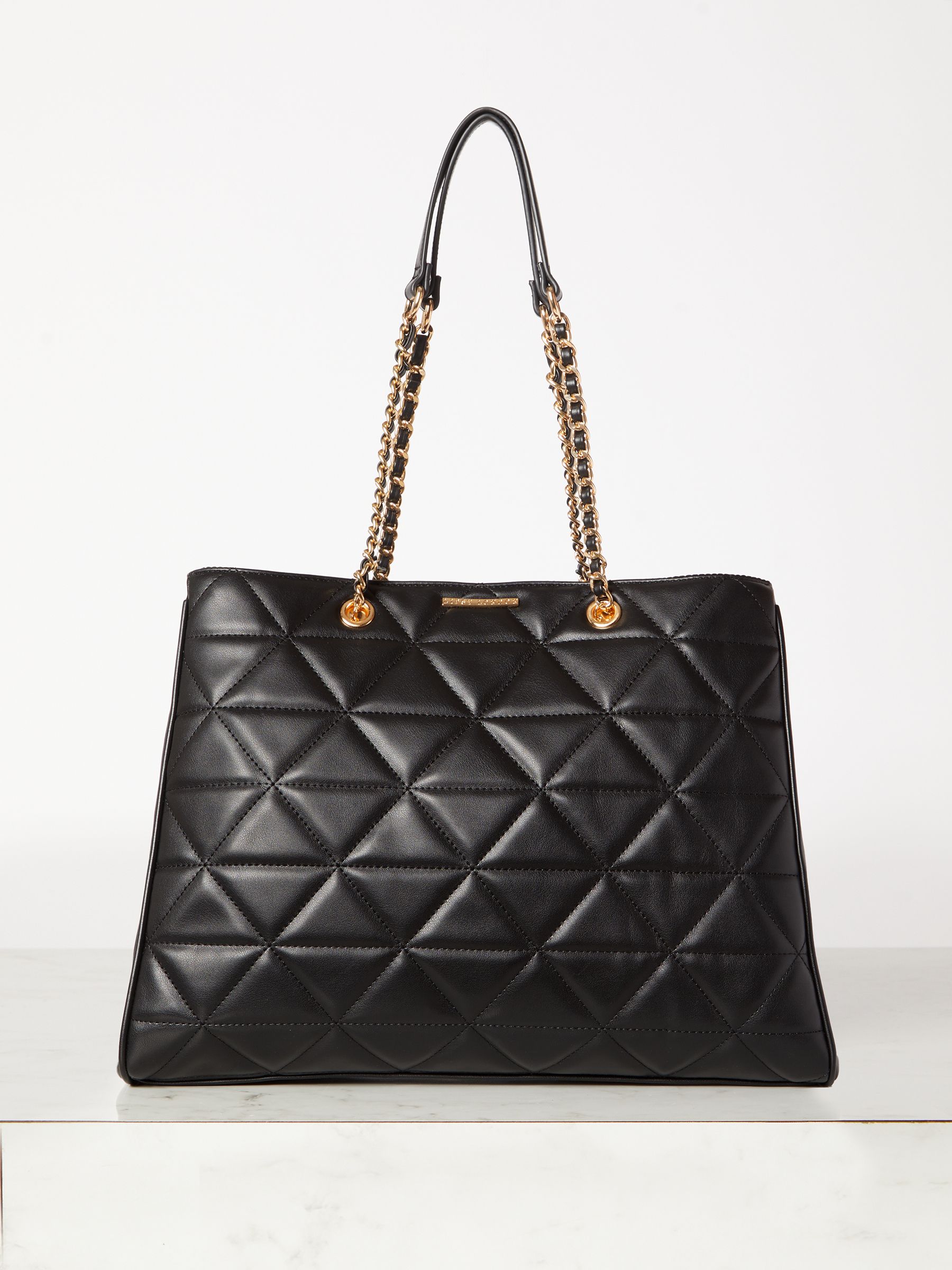 Buy Lipsy Black Faux Leather Quilted Chain Strap Tote Bag from Next Malta