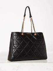 Lipsy Black Faux Leather Quilted Chain Strap Tote Bag - Image 2 of 4