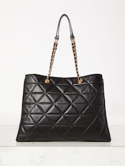 Lipsy Black Faux Leather Quilted Chain Strap Tote Bag - Image 3 of 4