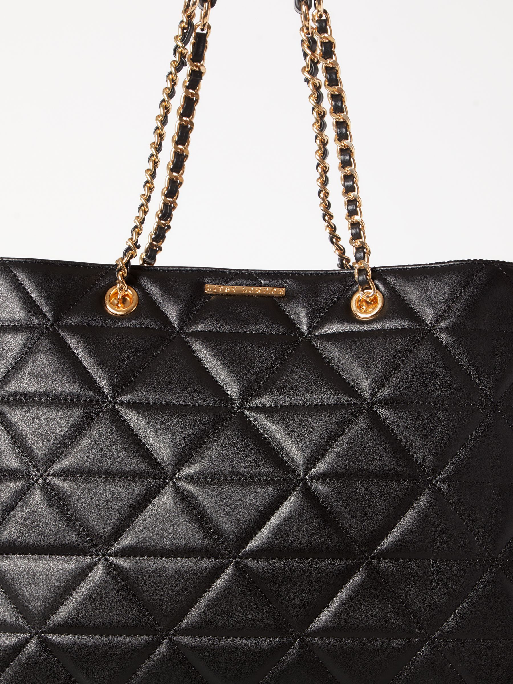 Buy Lipsy Black Faux Leather Quilted Chain Strap Tote Bag from Next Luxembourg