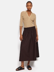 Jigsaw Brown 100% Cotton Collar Knitted Top - Image 3 of 6