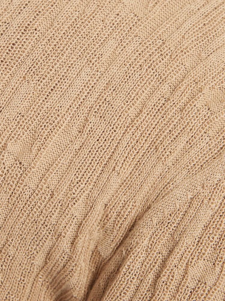 Jigsaw Brown 100% Cotton Collar Knitted Top - Image 6 of 6