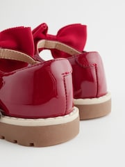 Red Standard Fit (F) Chunky Bow Mary Jane School Shoes - Image 5 of 6