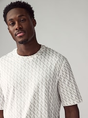 Armani Exchange All Over Logo White 100% Cotton T-Shirt - Image 3 of 5