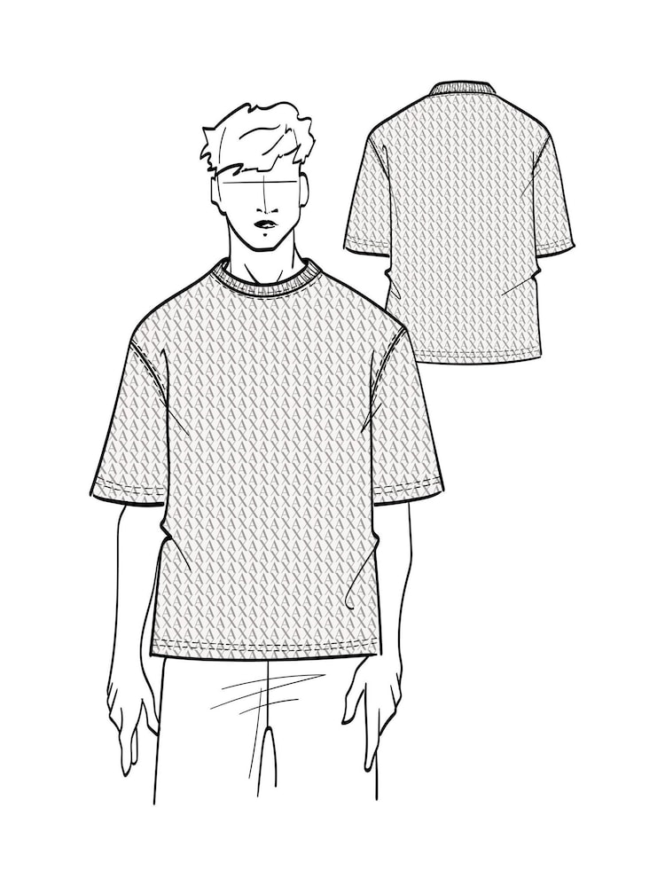 Armani Exchange All Over Logo White 100% Cotton T-Shirt - Image 5 of 5