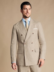 Charles Tyrwhitt Brown Slim Fit 100% Linen Jacket DB - Image 1 of 5