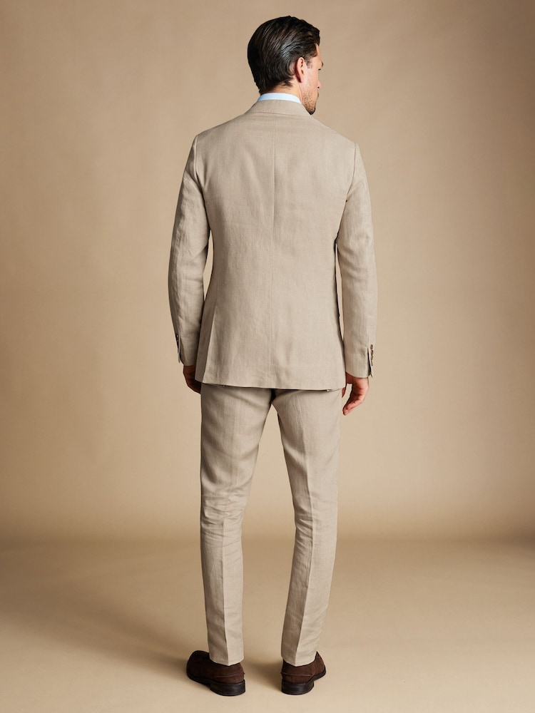 Charles Tyrwhitt Brown Slim Fit 100% Linen Jacket DB - Image 2 of 5