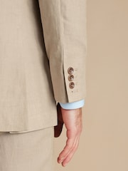 Charles Tyrwhitt Brown Slim Fit 100% Linen Jacket DB - Image 3 of 5