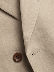 Charles Tyrwhitt Brown Slim Fit 100% Linen Jacket DB - Image 5 of 5