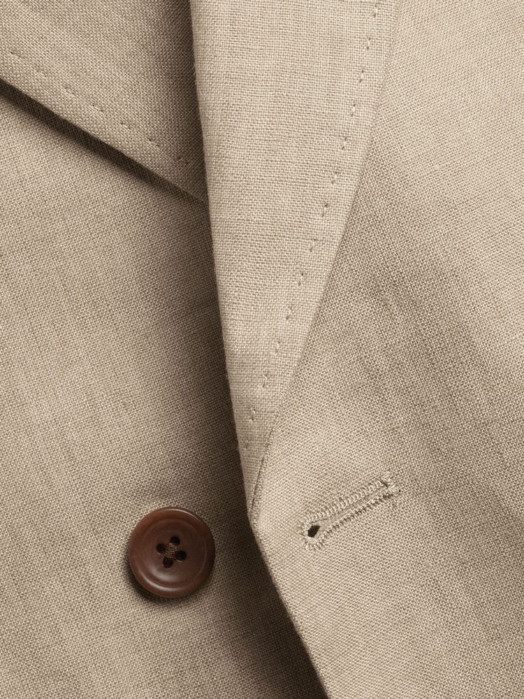 Charles Tyrwhitt Brown Slim Fit 100% Linen Jacket DB - Image 5 of 5