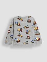 JoJo Maman Bébé Grey Marl Construction Vehicle Printed Sweatshirt - Image 2 of 3