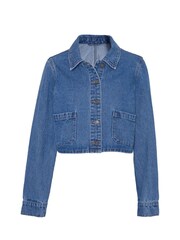 Another Sunday Blue Button Through Cropped 100% Cotton Denim Jacket - Image 4 of 6