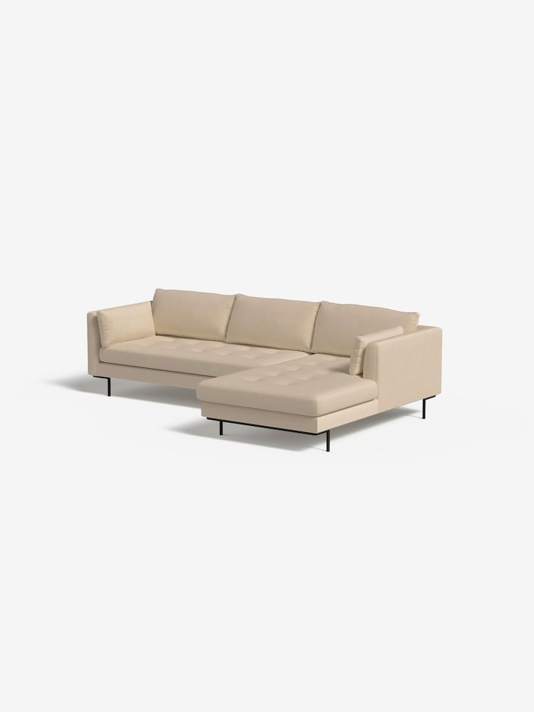 MADE.COM Cotton Weave Oatmeal Harlow Right Hand Facing Corner Sofa - Image 1 of 8