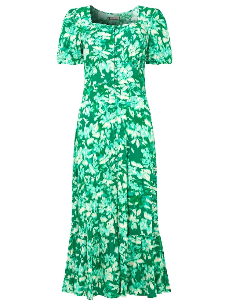 Joe Browns Green Blurred Floral Midi Dress - Image 4 of 4 Joe Browns Green Blurred Floral Midi Dress - Image 4 of 4