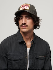 Superdry Black 100% Cotton Graphic Trucker Cap - Image 1 of 4