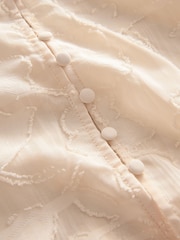 Ecru Jacquard Boho Long Sleeve Tie Neck Blouse - Image 7 of 8