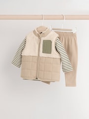 Neutral Gilet and Leggings Baby 3 Piece Set - Image 1 of 12