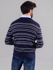 Lakeland Leather Blue Clothing Wyatt Striped Crew Neck Jumper - Image 4 of 6