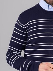 Lakeland Leather Blue Clothing Wyatt Striped Crew Neck Jumper - Image 5 of 6