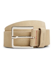 HUGO Natural Suede Textured Leather Belt - Image 1 of 5