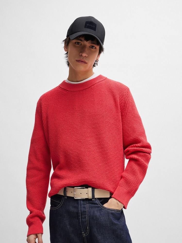 HUGO Natural Suede Textured Leather Belt - Image 5 of 5