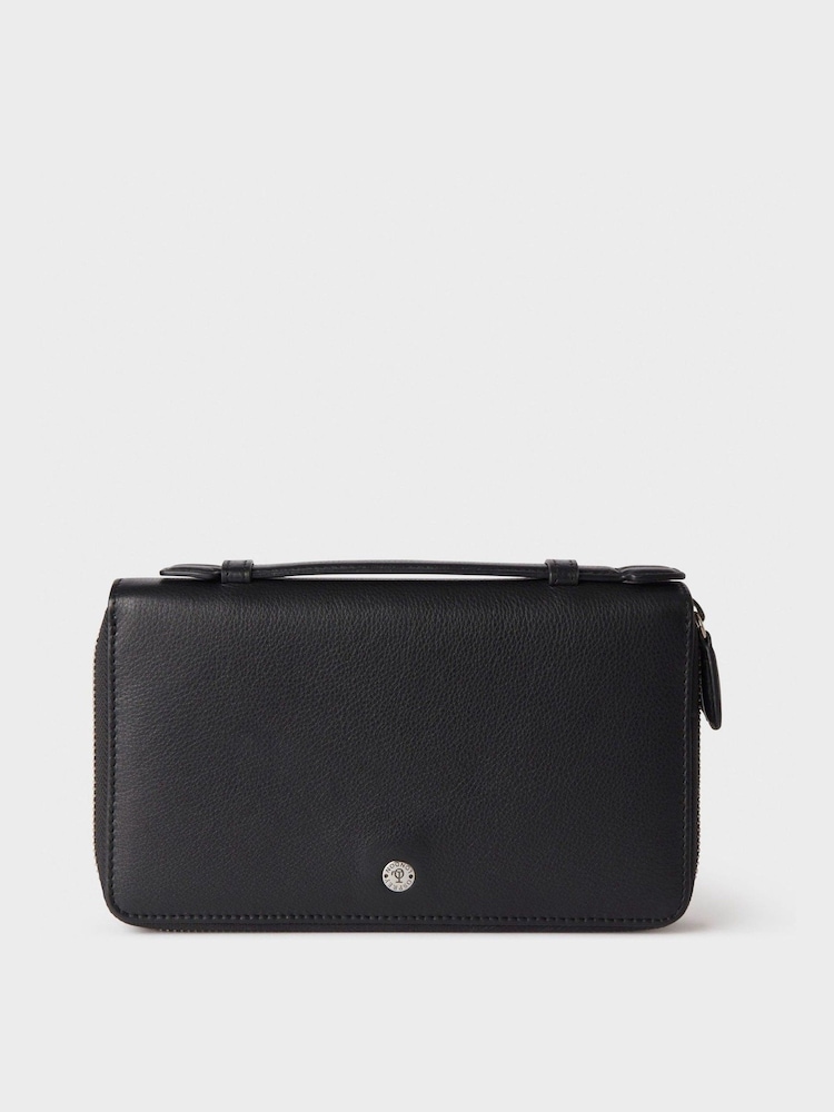 Osprey London The Double Zip Leather Black Travel Organiser - Image 1 of 4