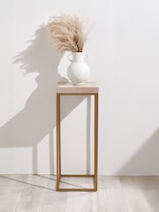 Pacific Mirrored Beige Granite and Gold Tall Square Side Table - Image 1 of 6