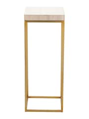 Pacific Mirrored Beige Granite and Gold Tall Square Side Table - Image 2 of 6