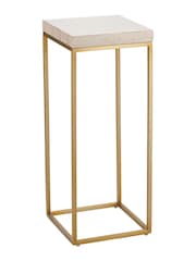 Pacific Mirrored Beige Granite and Gold Tall Square Side Table - Image 4 of 6