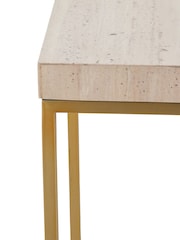 Pacific Mirrored Beige Granite and Gold Tall Square Side Table - Image 5 of 6
