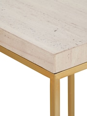 Pacific Mirrored Beige Granite and Gold Tall Square Side Table - Image 6 of 6