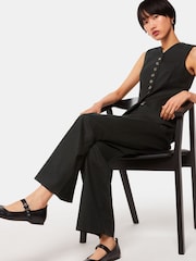 Whistles Black Lindsey Linen Blend Waistcoat - Image 4 of 6