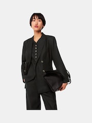 Whistles Black Lindsey Linen Blend Waistcoat - Image 5 of 6