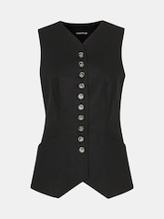 Whistles Black Lindsey Linen Blend Waistcoat - Image 6 of 6
