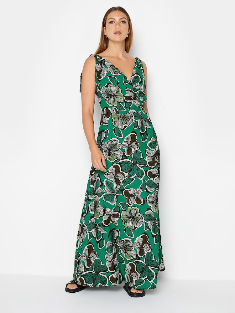 Long Tall Sally Green Tropical Tie Shoulder Maxi Dress - Image 1 of 4