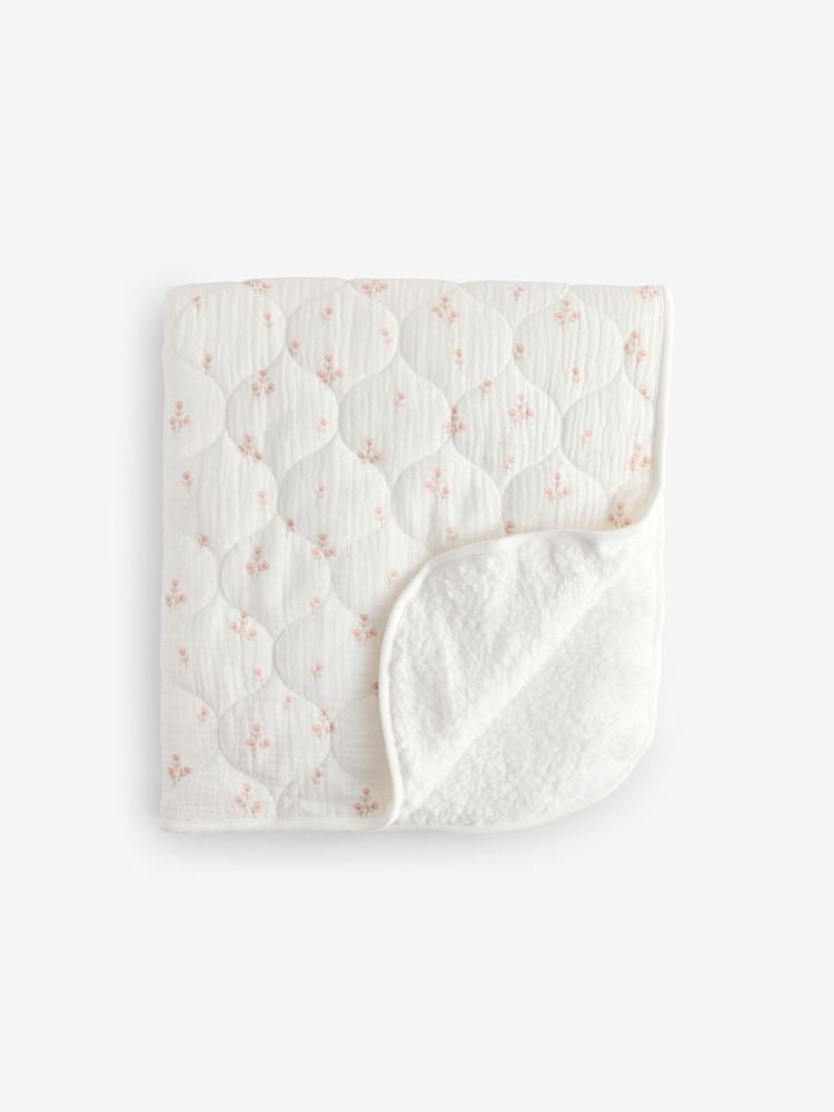 Delicate Floral Muslin Baby Fleece Blanket - Image 1 of 5