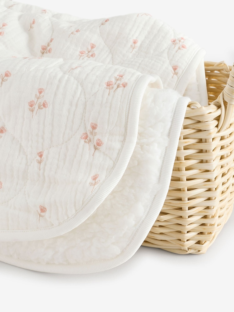 Delicate Floral Muslin Baby Fleece Blanket - Image 3 of 5