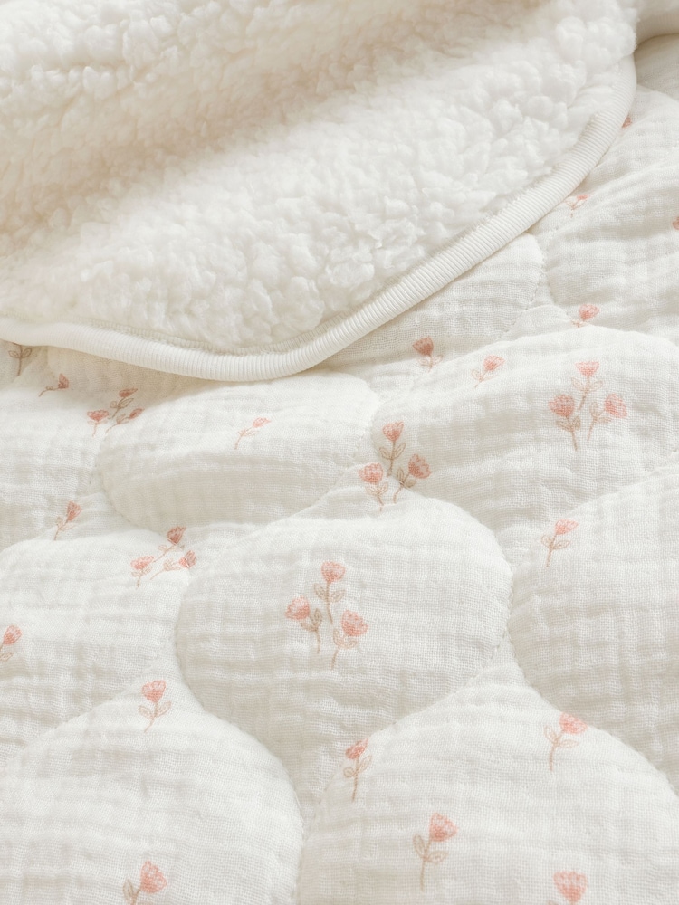 Delicate Floral Muslin Baby Fleece Blanket - Image 4 of 5
