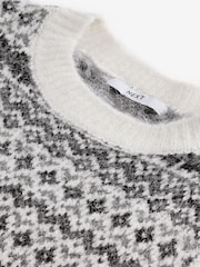 Grey White Patterned Sleeveless Crew Neck Knitted Tank Vest Jumper Top - Image 7 of 8