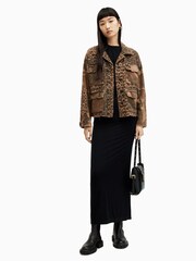 AllSaints Brown 100% Cotton Finch Leppo Mix Jacket - Image 3 of 7