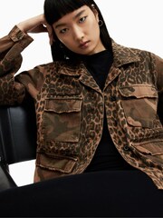 AllSaints Brown 100% Cotton Finch Leppo Mix Jacket - Image 4 of 7