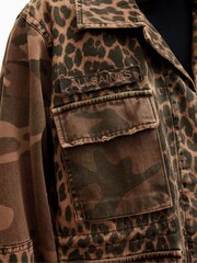 AllSaints Brown 100% Cotton Finch Leppo Mix Jacket - Image 6 of 7