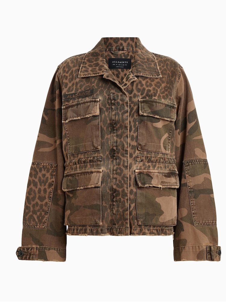 AllSaints Brown 100% Cotton Finch Leppo Mix Jacket - Image 7 of 7 AllSaints Brown 100% Cotton Finch Leppo Mix Jacket - Image 7 of 7