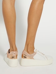 Dune London Grey Elusive Flatform Lace-Up Sneakers - Image 1 of 7