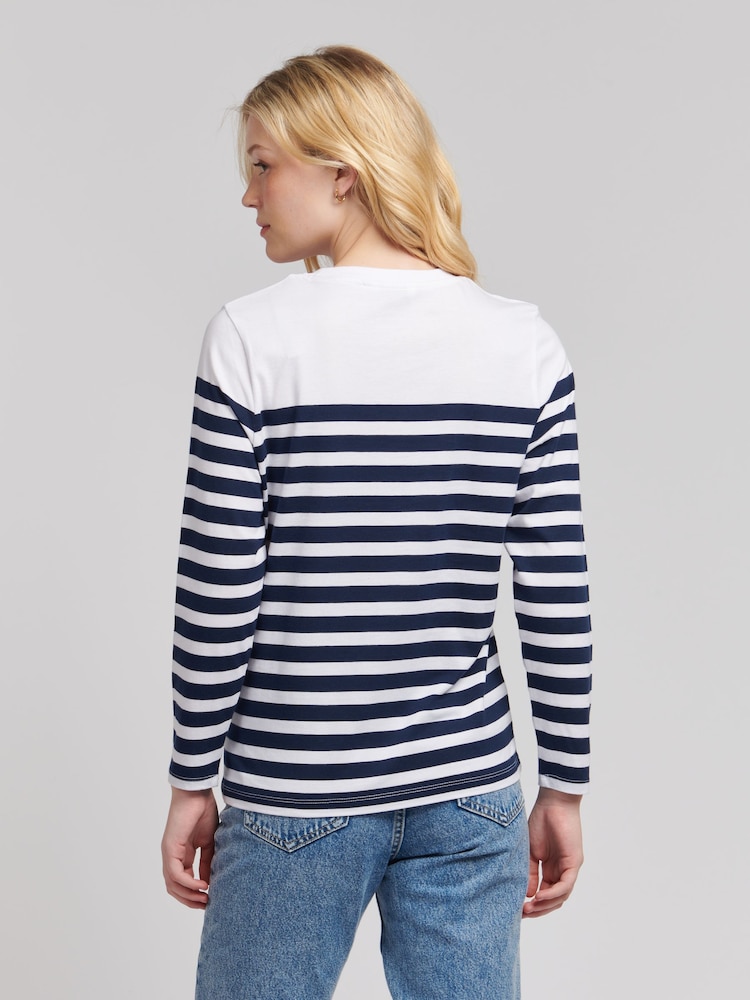 US Polo Assn. T-shirt coupe standard femme à col en V rayé et col en V 100% coton - Image 4 of 7